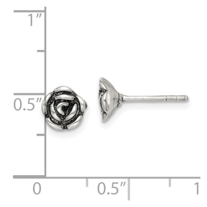 Sterlingsilber Oxidiert Blume Ohrstecker