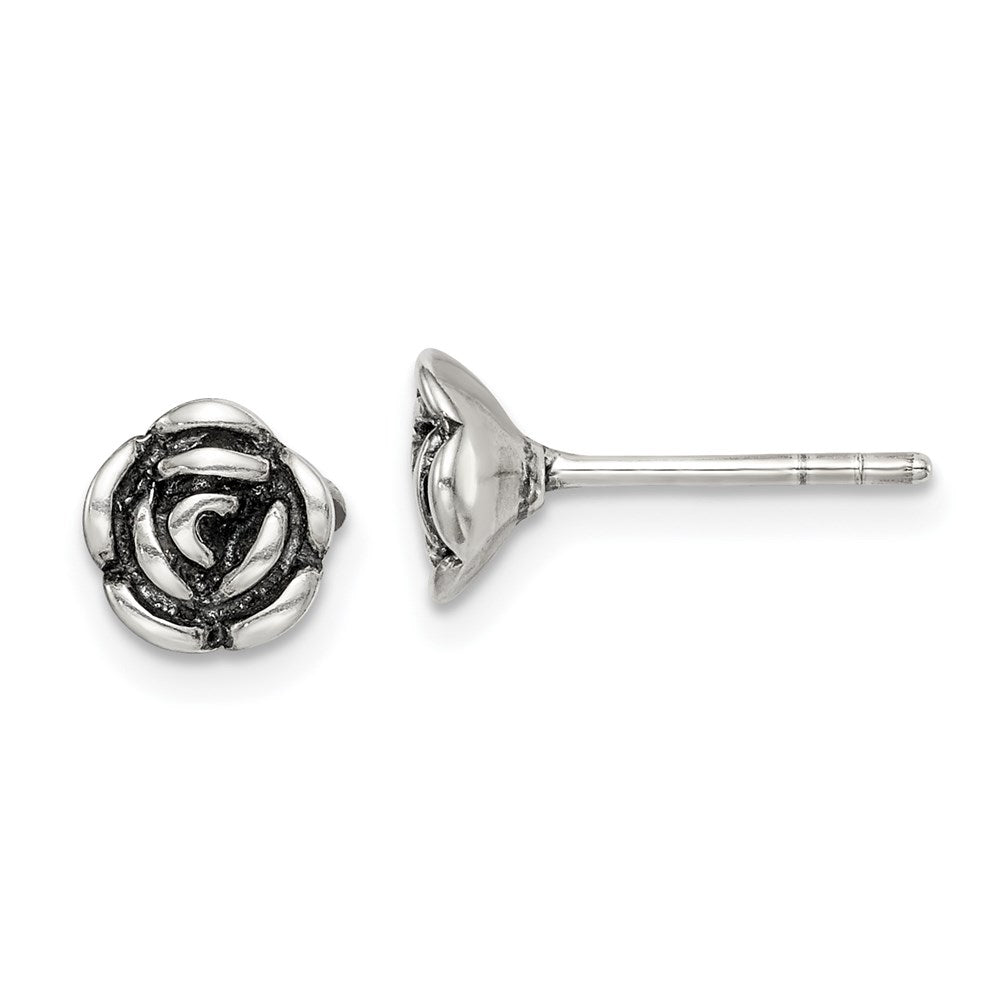 Sterlingsilber Oxidiert Blume Ohrstecker