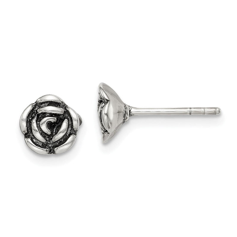 Sterlingsilber Oxidiert Blume Ohrstecker