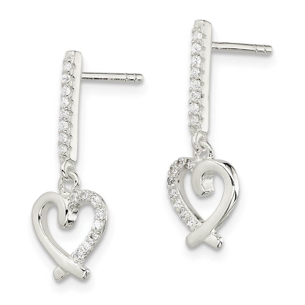 Sterlingsilber Zirkonia Hängend Herz Ohrstecker
