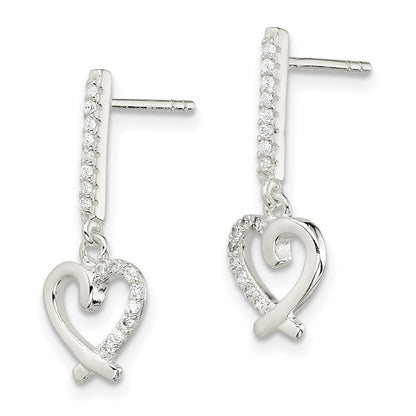 Sterlingsilber Zirkonia Hängend Herz Ohrstecker
