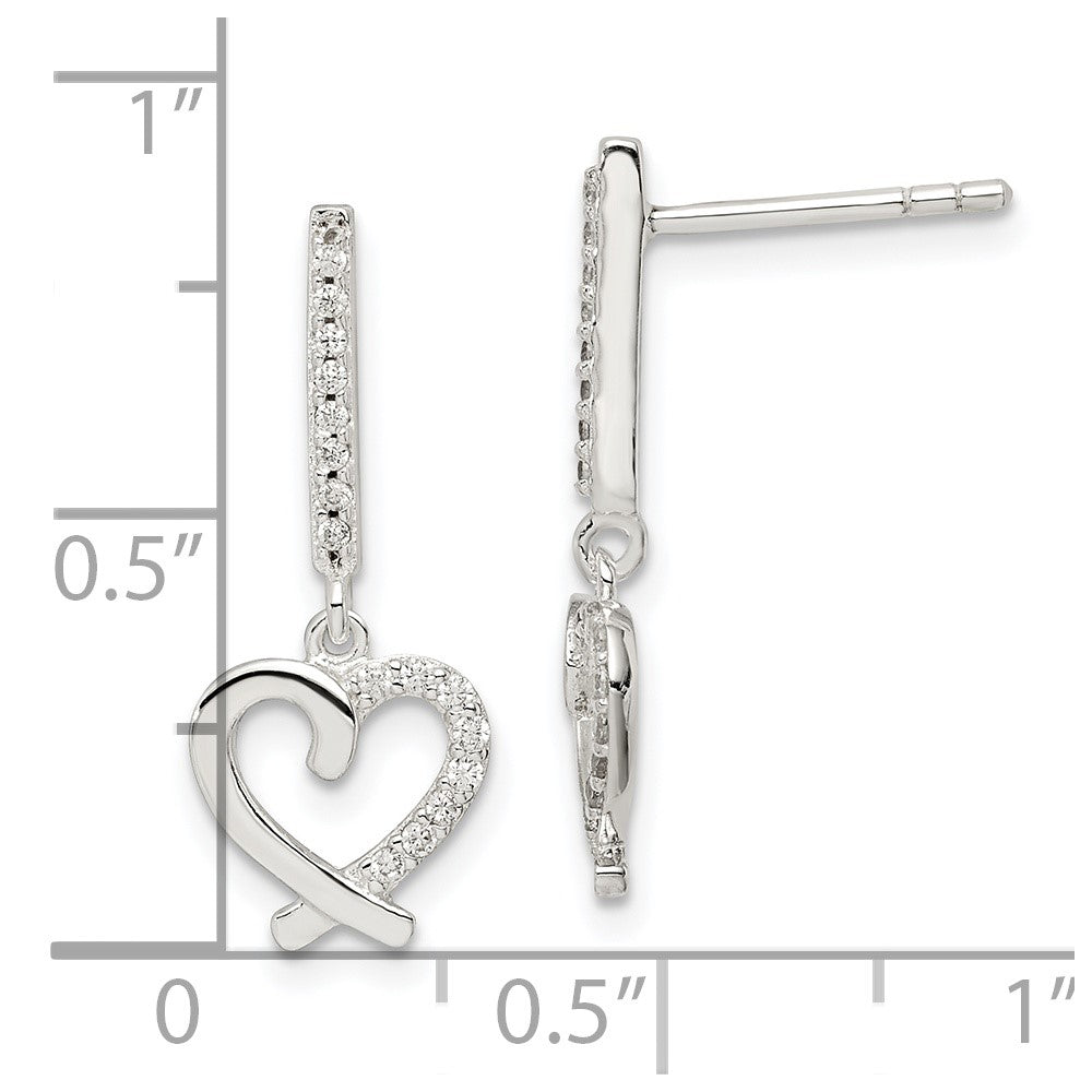 Sterlingsilber Zirkonia Hängend Herz Ohrstecker