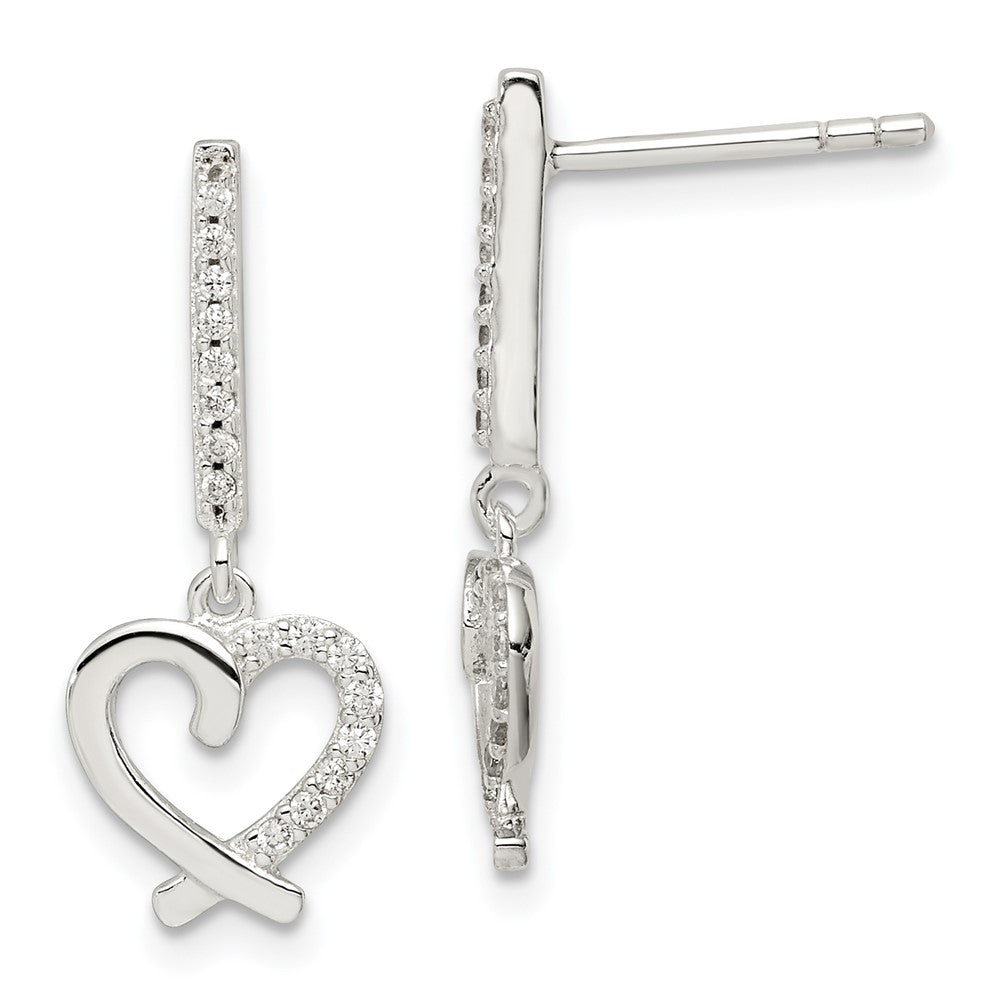Sterlingsilber Zirkonia Hängend Herz Ohrstecker