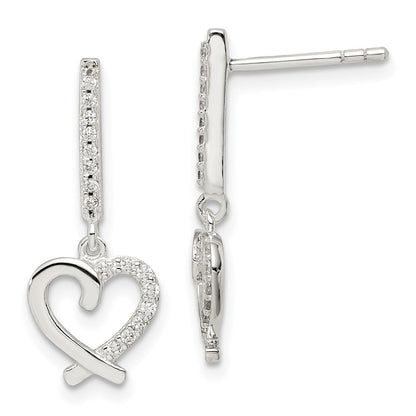 Sterlingsilber Zirkonia Hängend Herz Ohrstecker