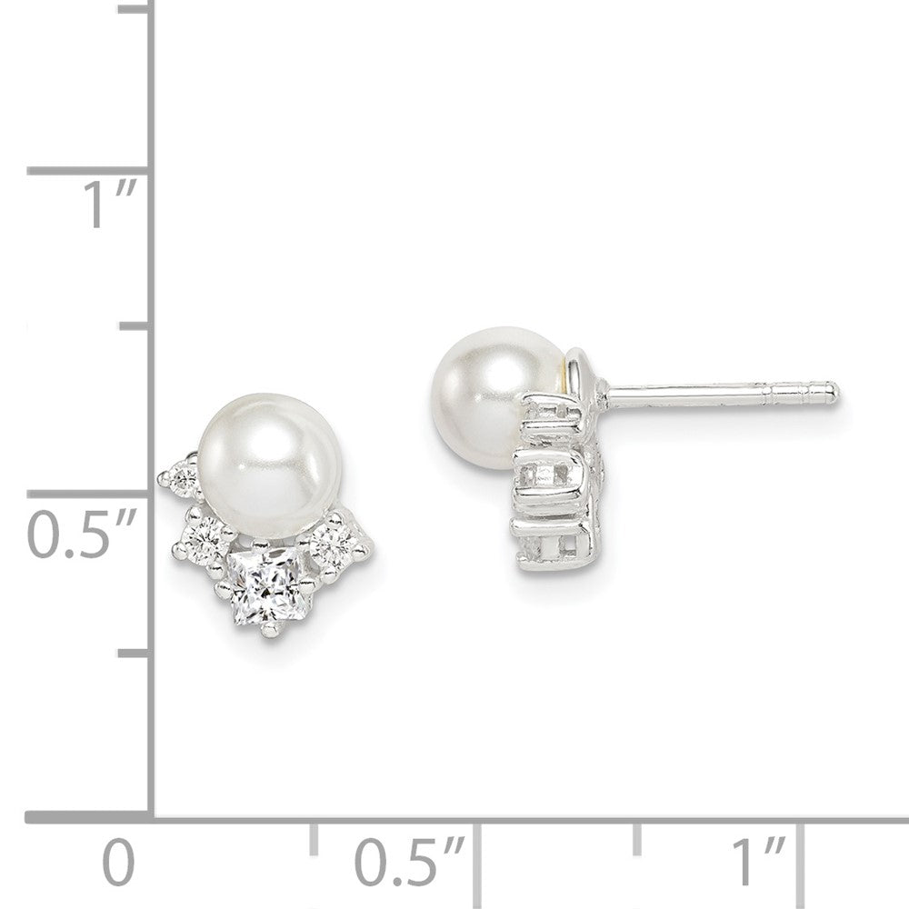 Sterlingsilber Zirkonia und Glas Perle Ohrstecker