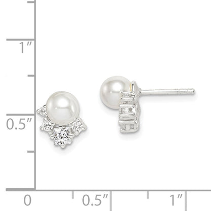 Sterlingsilber Zirkonia und Glas Perle Ohrstecker