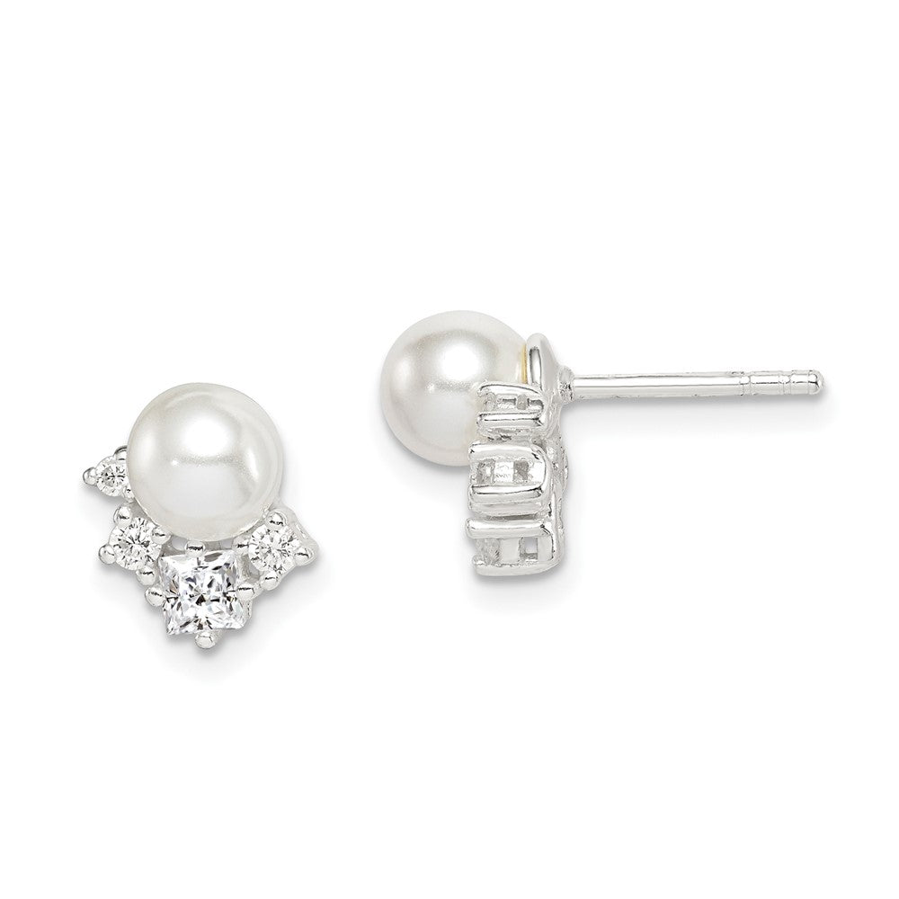 Sterlingsilber Zirkonia und Glas Perle Ohrstecker