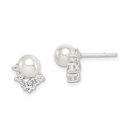 Sterlingsilber Zirkonia und Glas Perle Ohrstecker
