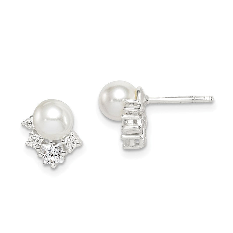 Sterlingsilber Zirkonia und Glas Perle Ohrstecker