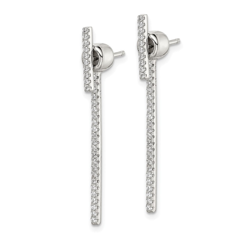 Sterlingsilber Zirkonia Stab Vorderseite und Rückseite Ohrringe