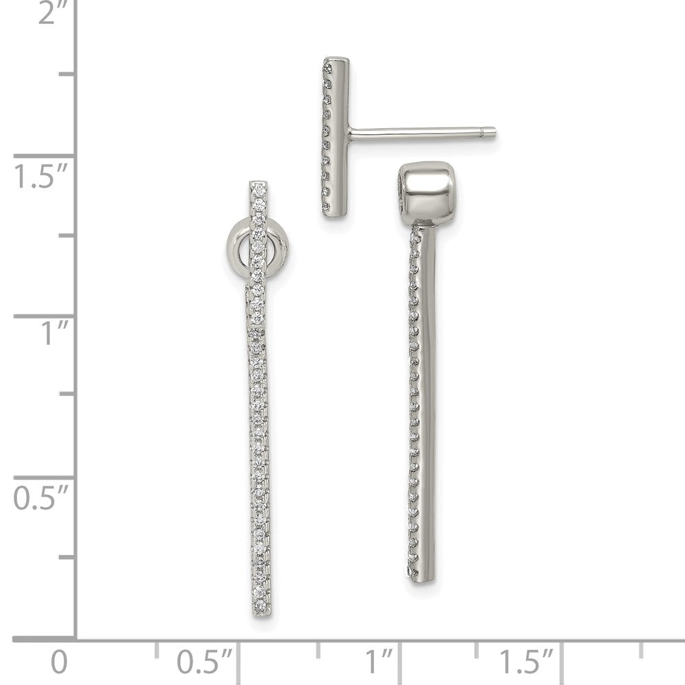 Sterlingsilber Zirkonia Stab Vorderseite und Rückseite Ohrringe