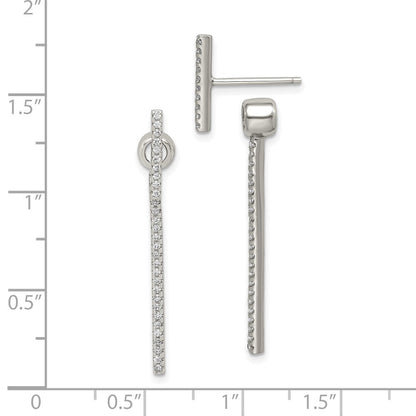 Sterlingsilber Zirkonia Stab Vorderseite und Rückseite Ohrringe