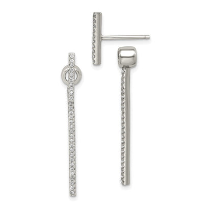 Sterlingsilber Zirkonia Stab Vorderseite und Rückseite Ohrringe