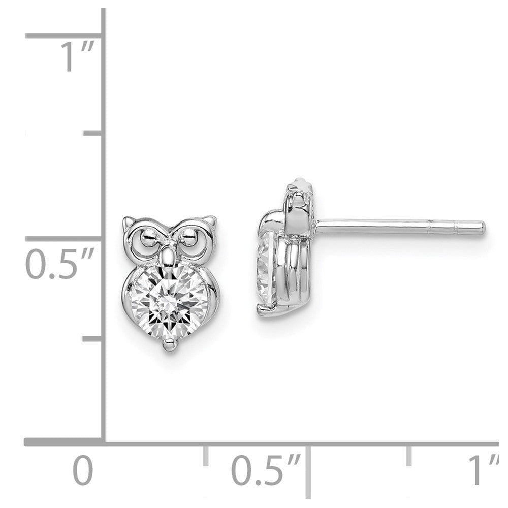 Sterlingsilber Rhodiniert Zirkonia Eule Ohrringe