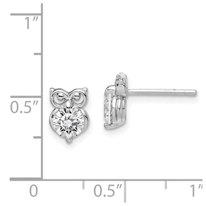 Sterlingsilber Rhodiniert Zirkonia Eule Ohrringe