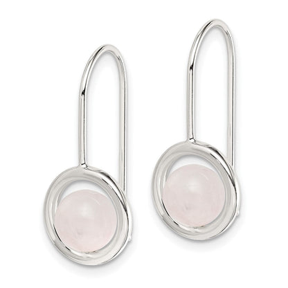 Sterlingsilber Poliert Rosa Chalcedony Kreis Ohrhänger