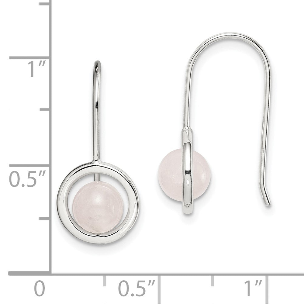 Sterlingsilber Poliert Rosa Chalcedony Kreis Ohrhänger