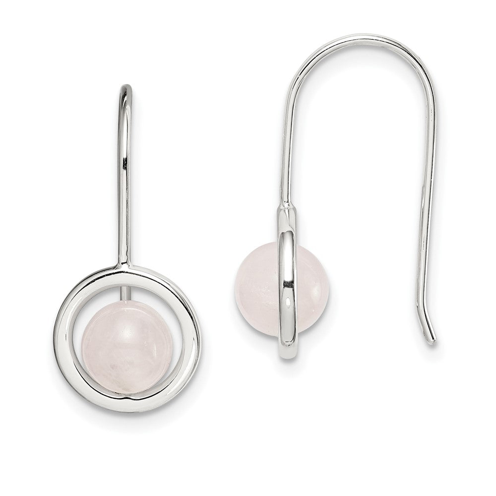 Sterlingsilber Poliert Rosa Chalcedony Kreis Ohrhänger