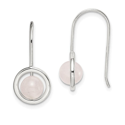Sterlingsilber Poliert Rosa Chalcedony Kreis Ohrhänger