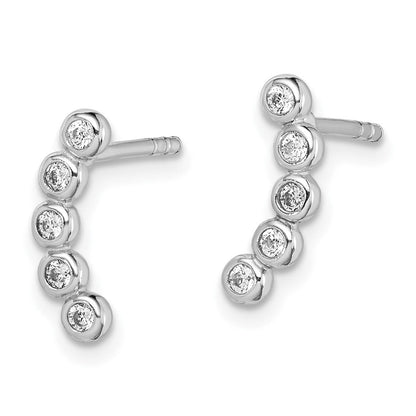 Sterlingsilber Rhodiniert Poliert Five Zirkonia Gebogen Ohrstecker