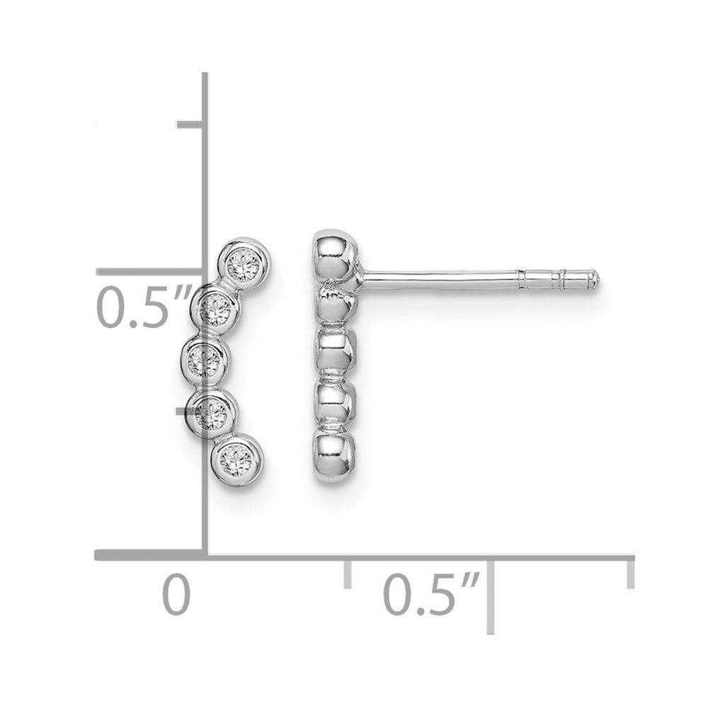 Sterlingsilber Rhodiniert Poliert Five Zirkonia Gebogen Ohrstecker