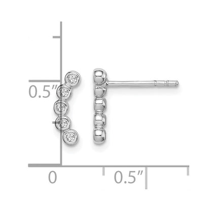 Sterlingsilber Rhodiniert Poliert Five Zirkonia Gebogen Ohrstecker
