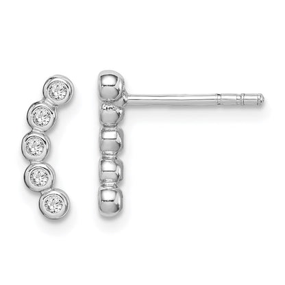 Sterlingsilber Rhodiniert Poliert Five Zirkonia Gebogen Ohrstecker