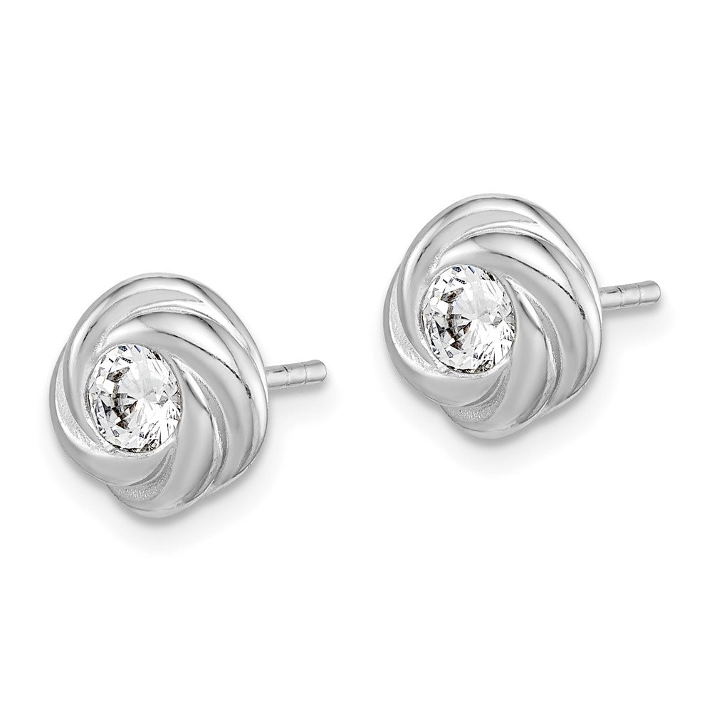 Sterlingsilber Rhodiniert Zirkonia Knoten Ohrstecker