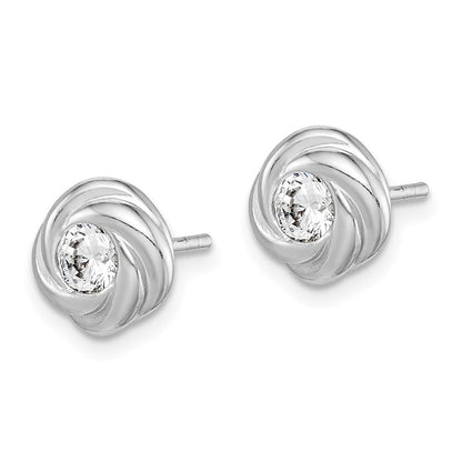 Sterlingsilber Rhodiniert Zirkonia Knoten Ohrstecker