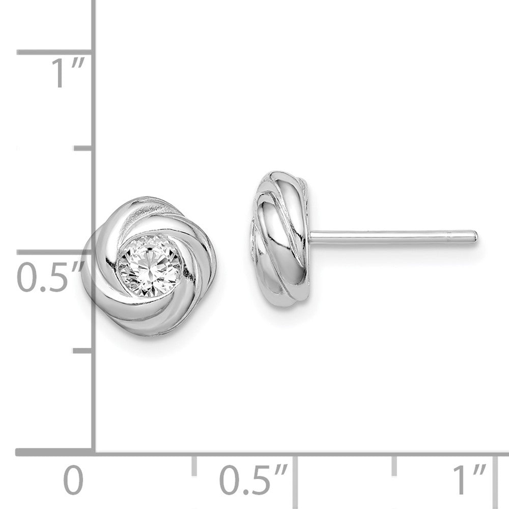 Sterlingsilber Rhodiniert Zirkonia Knoten Ohrstecker