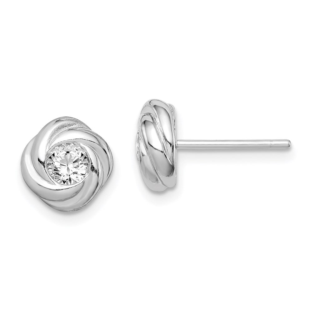 Sterlingsilber Rhodiniert Zirkonia Knoten Ohrstecker