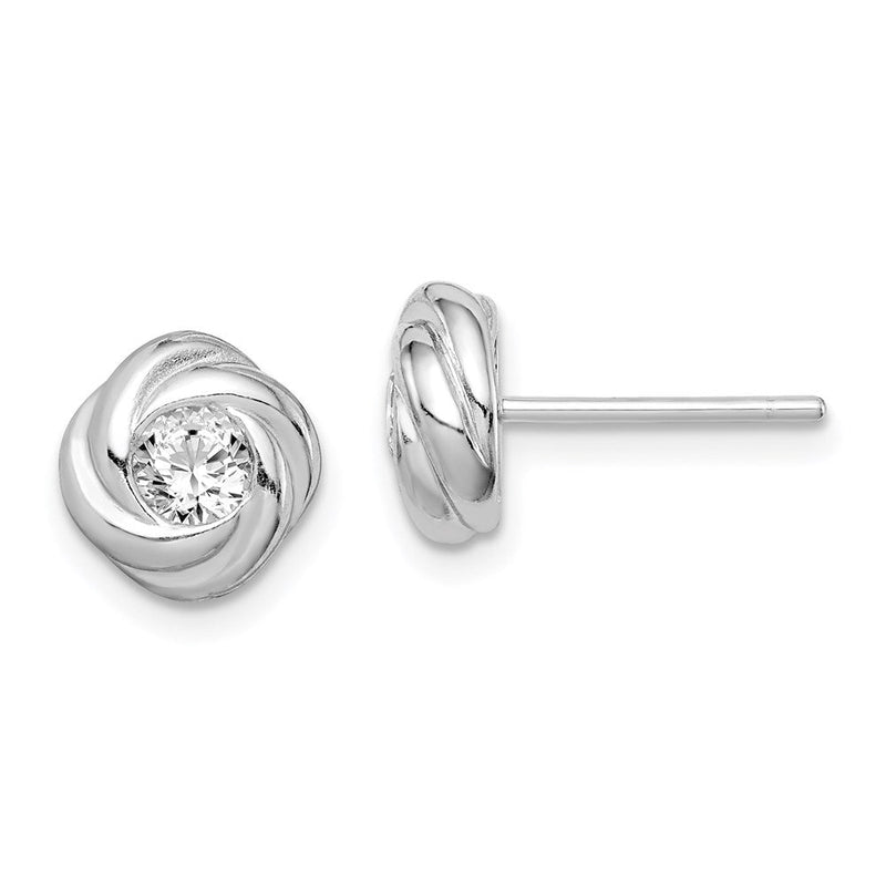 Sterlingsilber Rhodiniert Zirkonia Knoten Ohrstecker