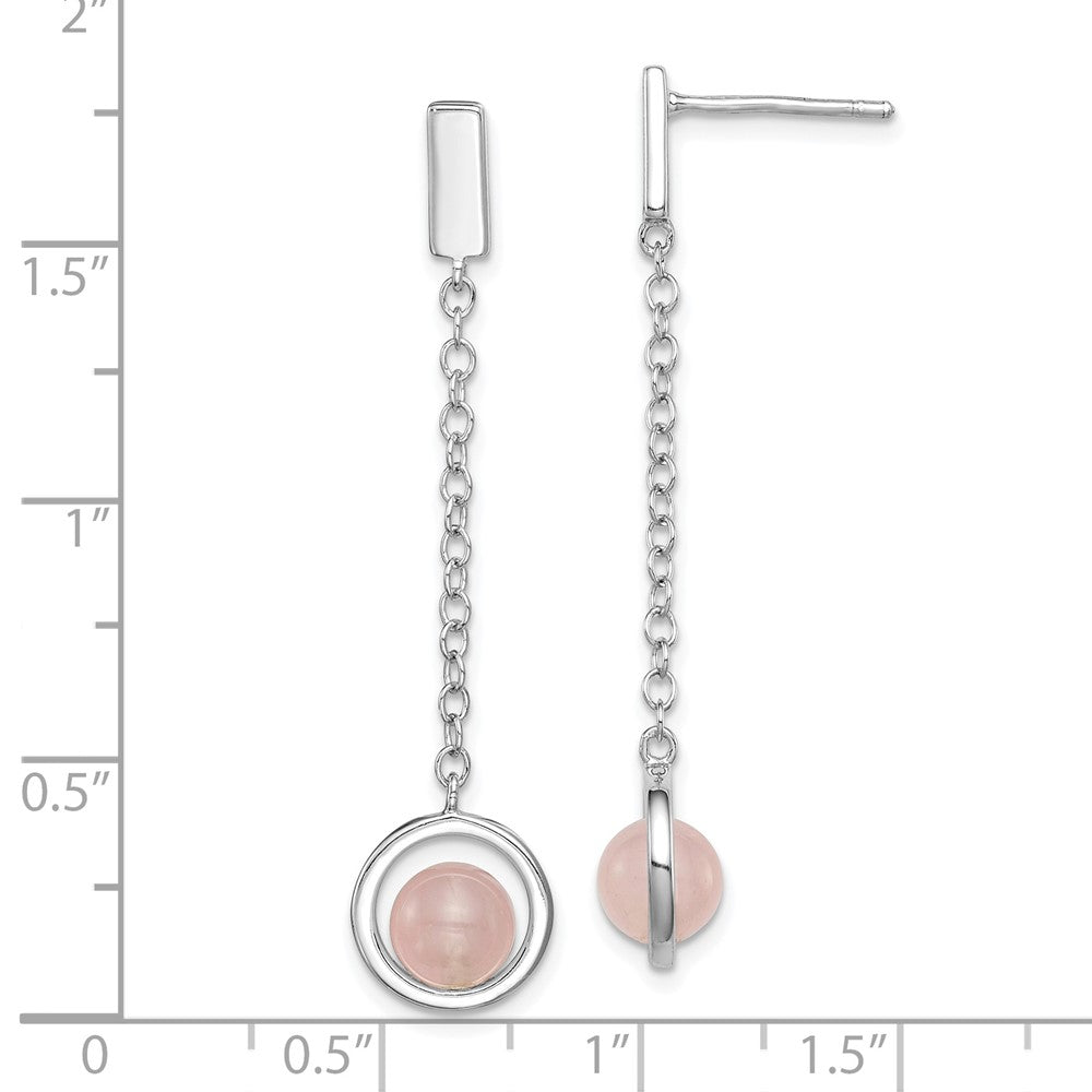 Sterlingsilber Rosa Quarz Hängend Ohrstecker
