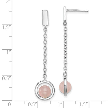 Sterlingsilber Rosa Quarz Hängend Ohrstecker