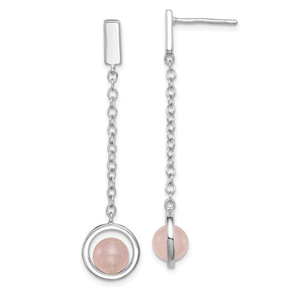 Sterlingsilber Rosa Quarz Hängend Ohrstecker