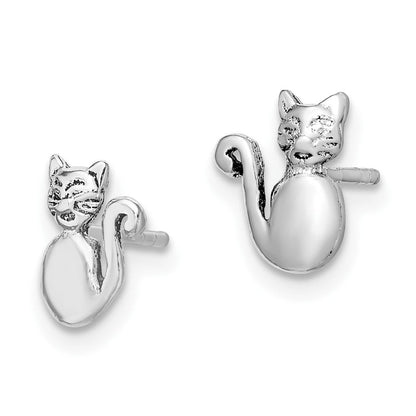 Sterlingsilber Rhodiniert Katze Ohrstecker