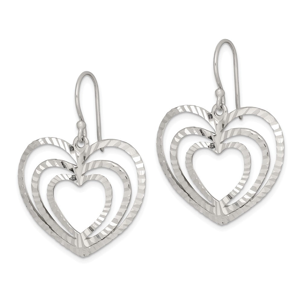 Sterlingsilber Diamantiert Herz Ohrhänger