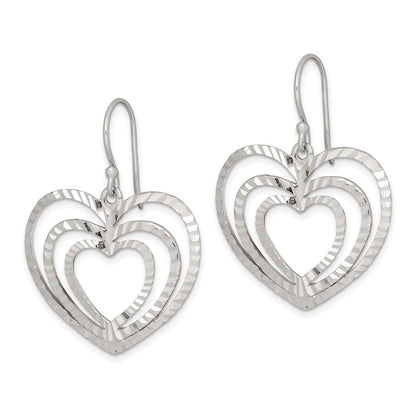 Sterlingsilber Diamantiert Herz Ohrhänger