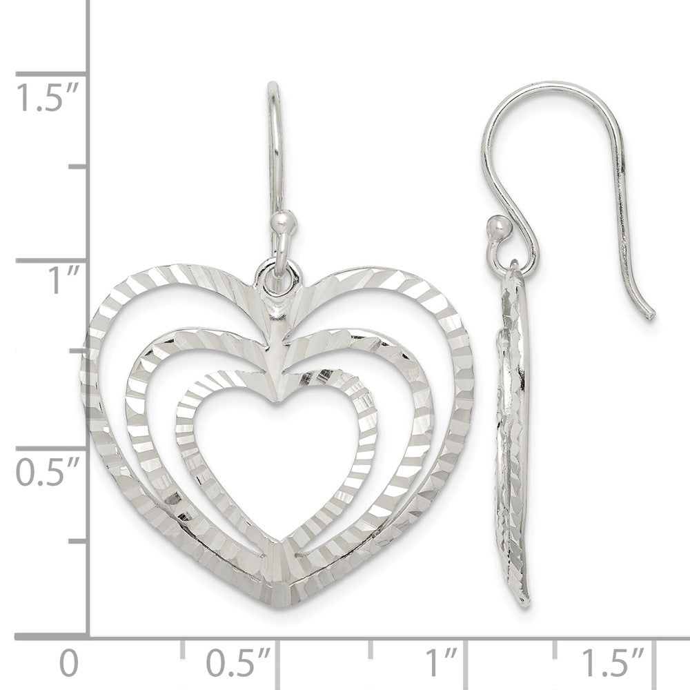 Sterlingsilber Diamantiert Herz Ohrhänger
