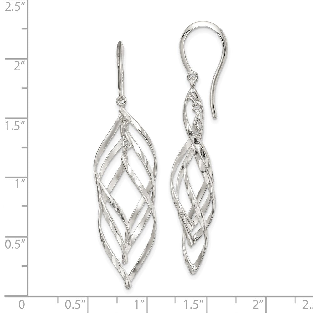 Sterlingsilber Fantasie Poliert & Diamantiert Gedreht Ohrhänger