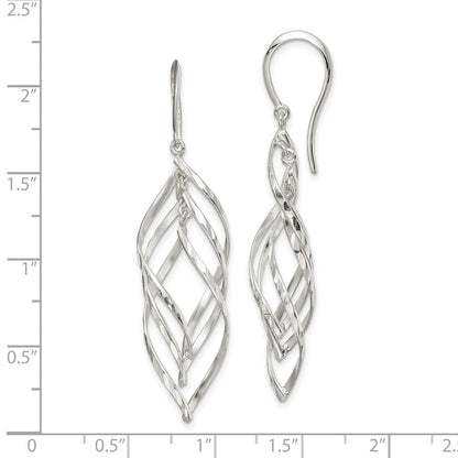 Sterlingsilber Fantasie Poliert & Diamantiert Gedreht Ohrhänger