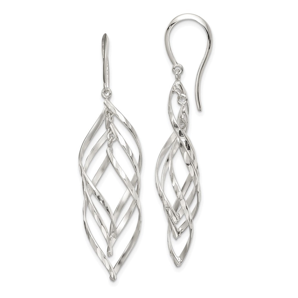 Sterlingsilber Fantasie Poliert & Diamantiert Gedreht Ohrhänger