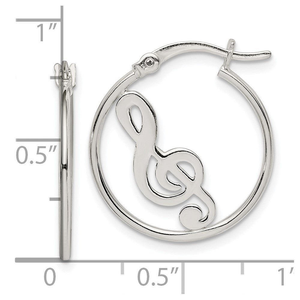 Sterlingsilber Poliert Musik Note Creolen