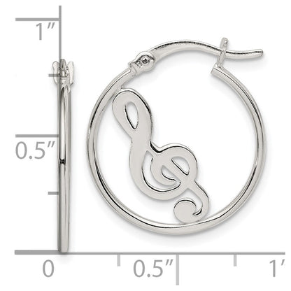 Sterlingsilber Poliert Musik Note Creolen