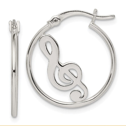 Sterlingsilber Poliert Musik Note Creolen