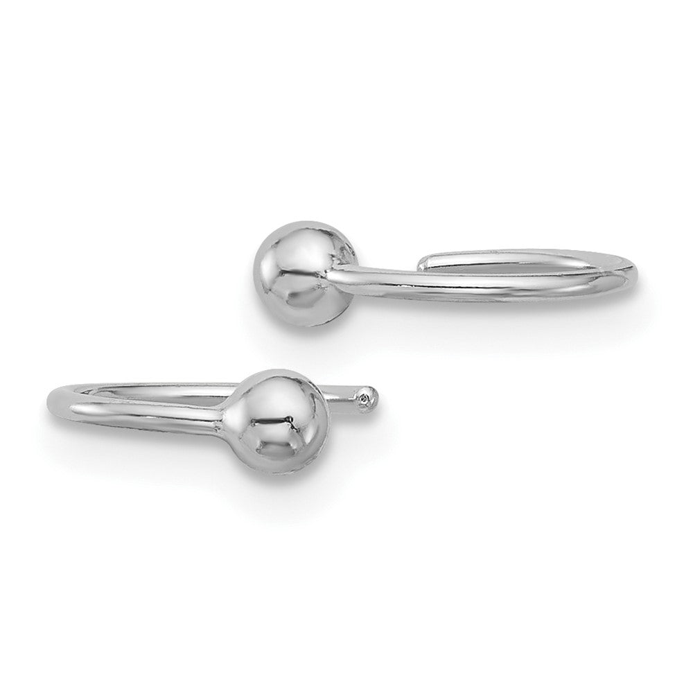 Sterlingsilber Rhodiniert Poliert Kugel Pair Of Manschette Ohrringe