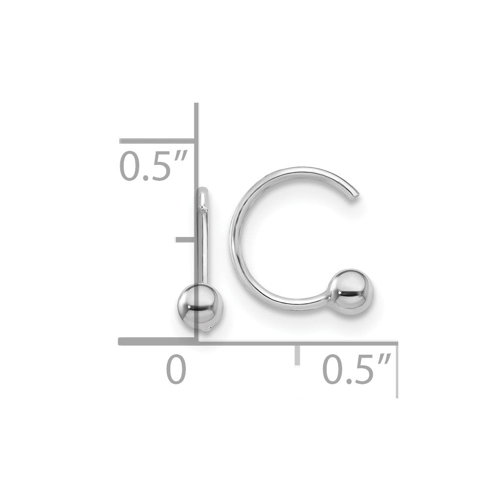 Sterlingsilber Rhodiniert Poliert Kugel Pair Of Manschette Ohrringe