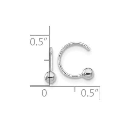 Sterlingsilber Rhodiniert Poliert Kugel Pair Of Manschette Ohrringe
