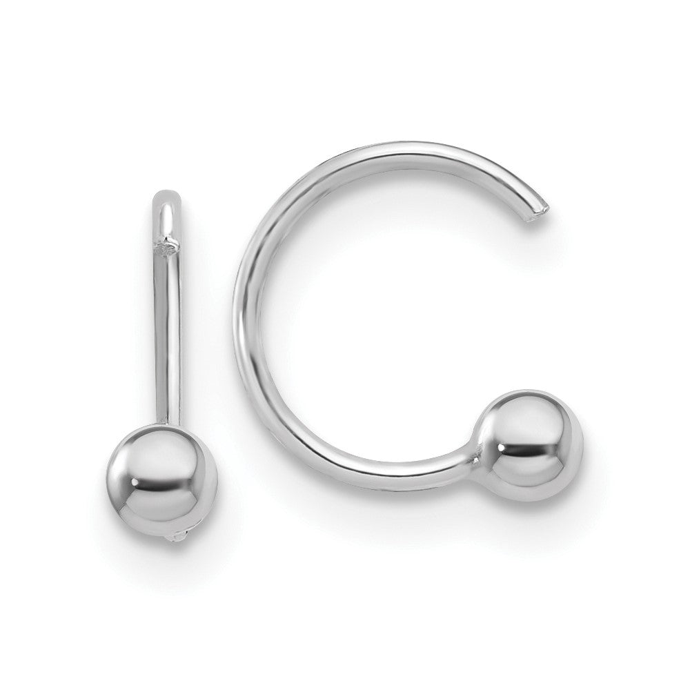 Sterlingsilber Rhodiniert Poliert Kugel Pair Of Manschette Ohrringe