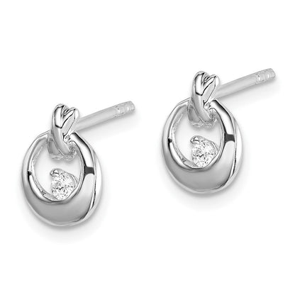 Sterlingsilber Rhodiniert Poliert Zirkonia Kreis Ohrstecker